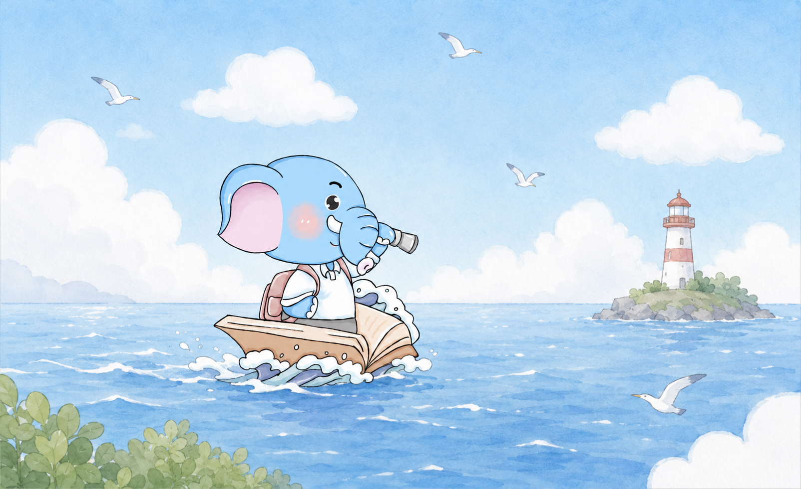 远方文创与成长同行主题插画